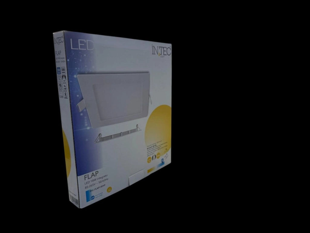 Faretto ad incasso LED FLAP quadrato ultrasottile bianco opaco 18W Luce fredda 6500K 1980LM