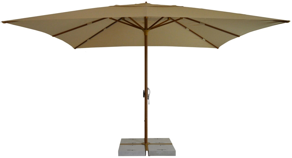 Ombrellone da Giardino 4x4 m Palo Ø60 mm in Alluminio Legno Noce Telo in Poliestere Ecrù