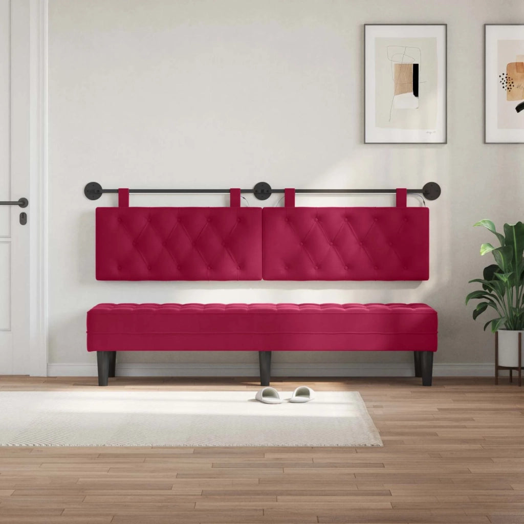 Testiera | Testata sospesa Con luce LED Rosso Vino Velluto