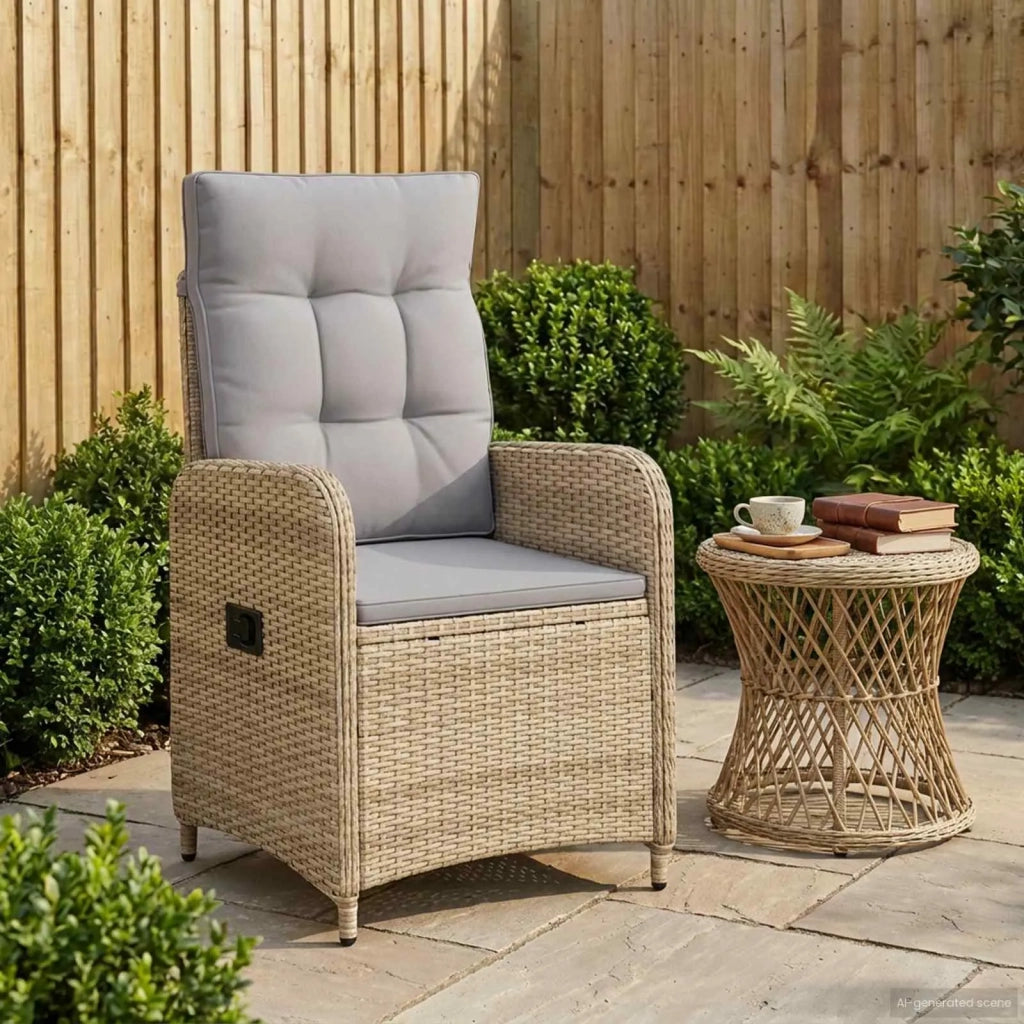 Sedia da Giardino | Sedie da Esterno reclinabile Beige e Grigio Chiaro