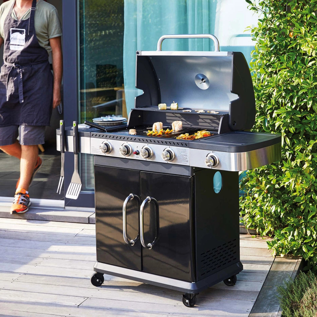Barbecue a gas FIDGI 4 con termometro - 4 bruciatori + fornello da 14,5kW