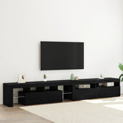 Mobili TV 3 pz con luci LED in rovere nero e legno ingegnerizzato