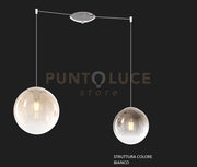 SOSP. BIANCO 2 LUCI SPOSTABILE VETRI (1 PICCOLO AMBRA+1 MEDIO BRONZO) 1194BI-S2 S MIX-AB