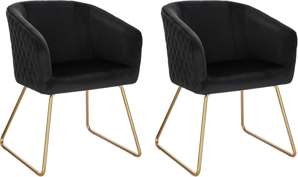 1x Sedie cucina moderne Poltroncina salotto Adatte per Sala da pranzo Soggiorno, Camera da Letto, Tessuto di velluto, Oro Metallo, Nero BH271sz-1