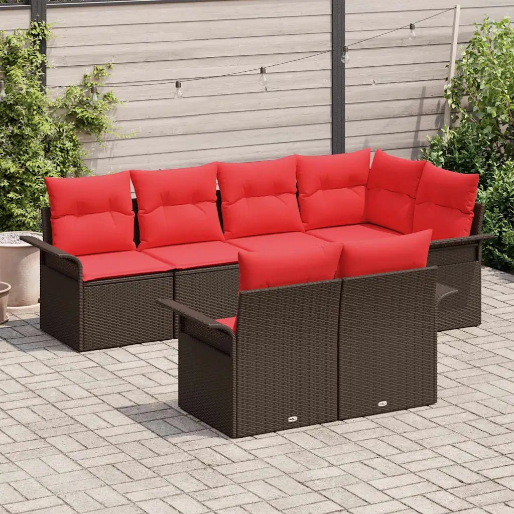Set Divano da Giardino con cuscino 7 pcs Marrone Poly Rattan 3354073