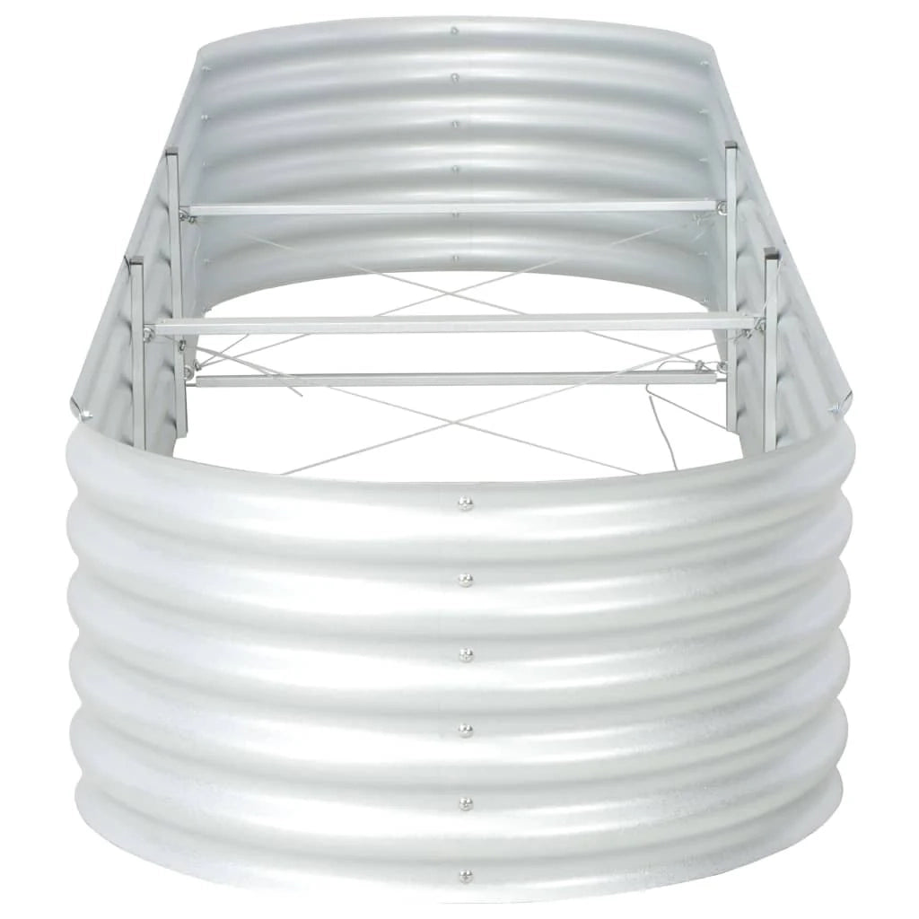 Fioriera rialzata per piante e fiori giardino 320 x 80 x 44 cm acciaio zincato argento 02_0001045
