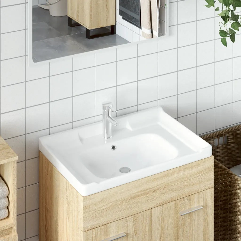 Lavandino da Bagno Bianco 71x48x23 cm Rettangolare in Ceramica 153705