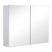 Homcom Armadietto Pensile da Bagno con Specchiera e 3 Ripiani in MDF Bianco 80 x 60 x 15cm