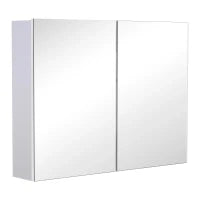 Homcom Armadietto Pensile da Bagno con Specchiera e 3 Ripiani in MDF Bianco 80 x 60 x 15cm