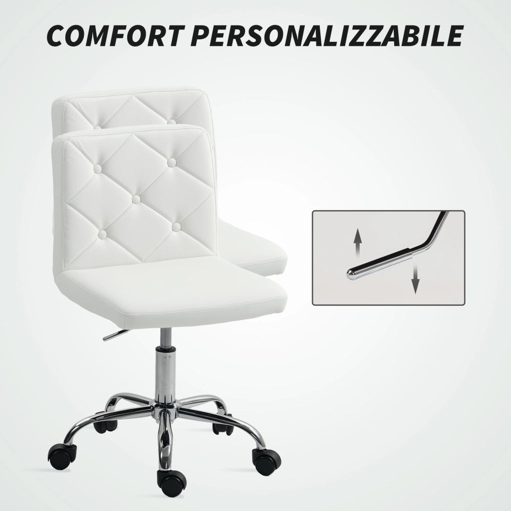 Sedia da Ufficio Regolabile ¨C Zephmum ¨C Pelle PU Bianco 44x50x78-88 cm
