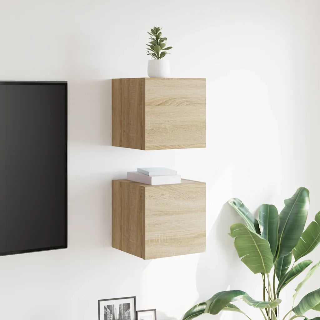 Armadietti a Parete per TV 2 pz Rovere Sonoma 30,5x30x30 cm cod mxl 16031