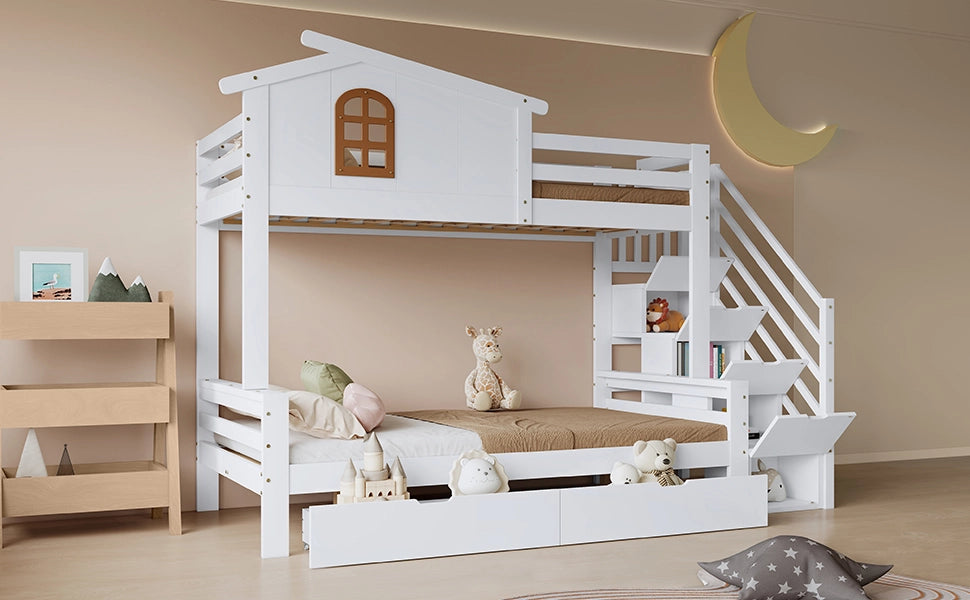 Etagenbett con funzione contenitore in legno massello e MDF 90x200 cm