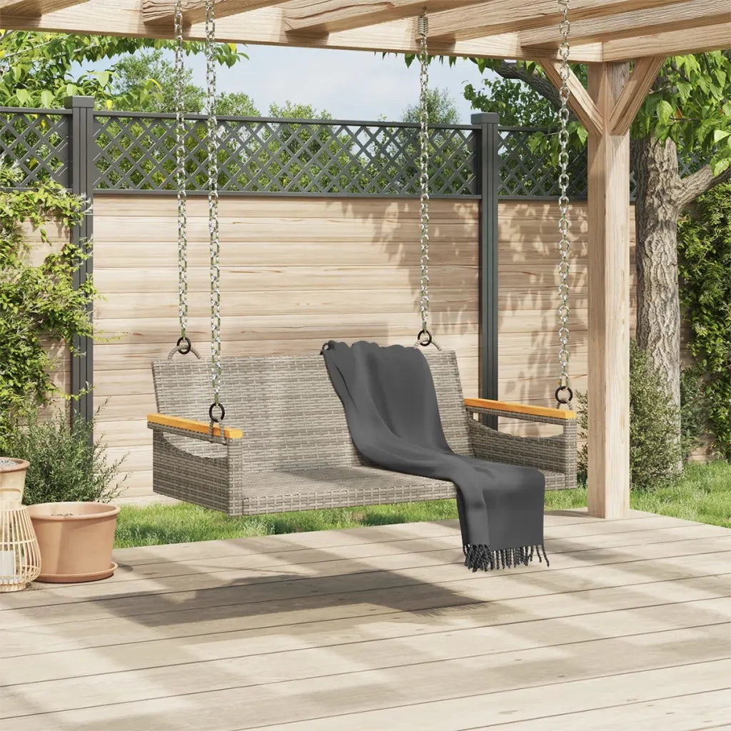 Panca da Giardino | Panchina Dondolo Grigia 109x62x40 cm in Polyrattan