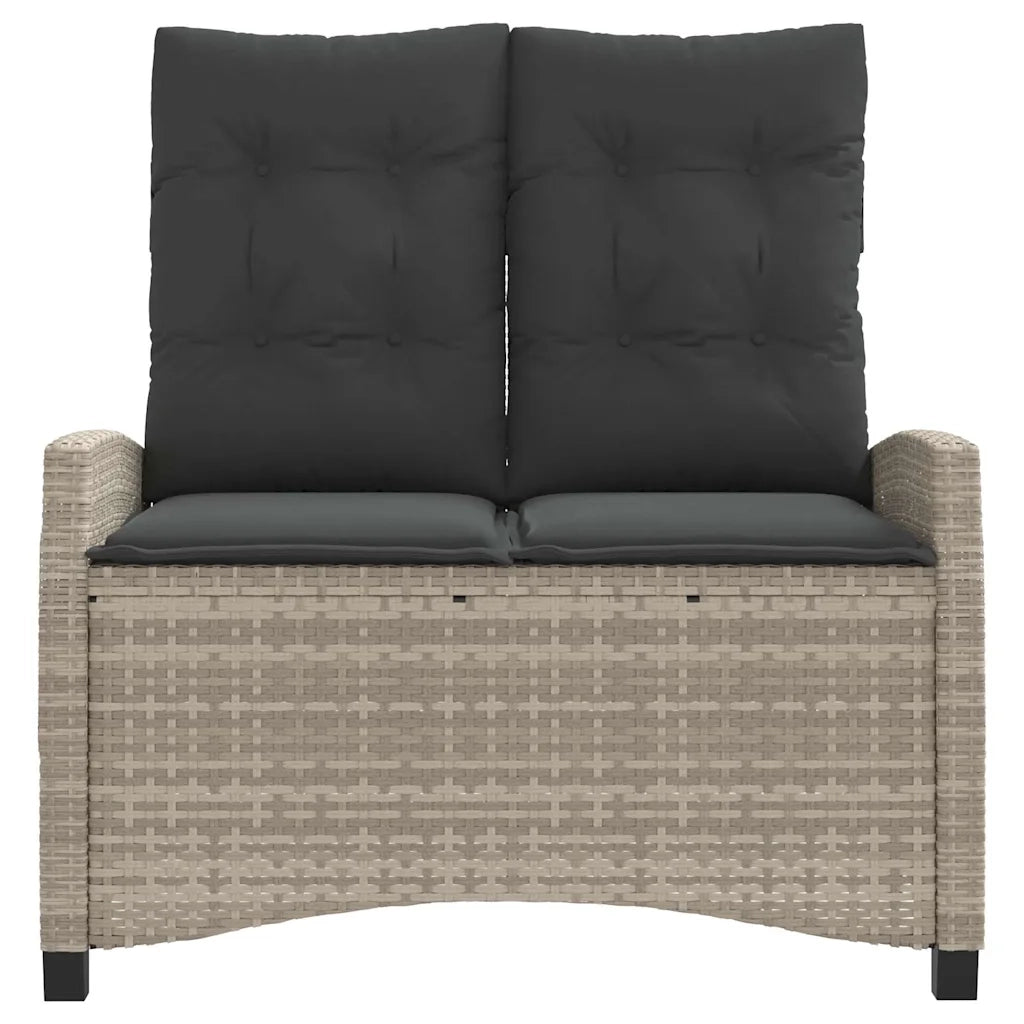 Panca Reclinabile Giardino con Cuscini Grigio Chiaro Polyrattan 368231