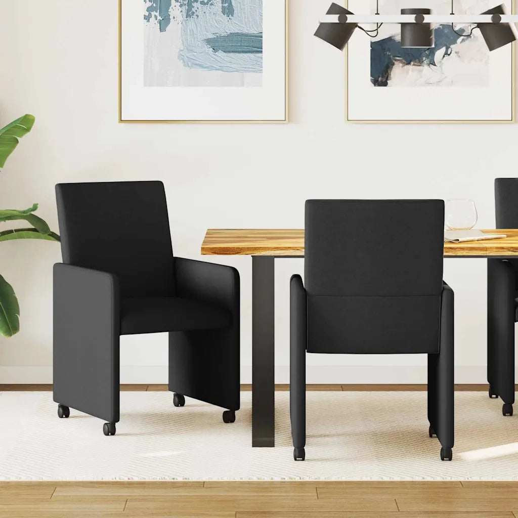 Sedie da Pranzo con Ruote 2 pcs Nero 57 x 66 x 94 cm Tessuto 42017809