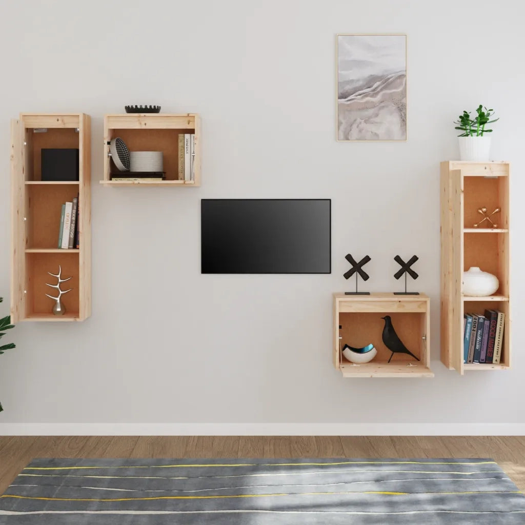 Mobili Porta TV 4 pz in Legno Massello di Pino cod mxl 34005