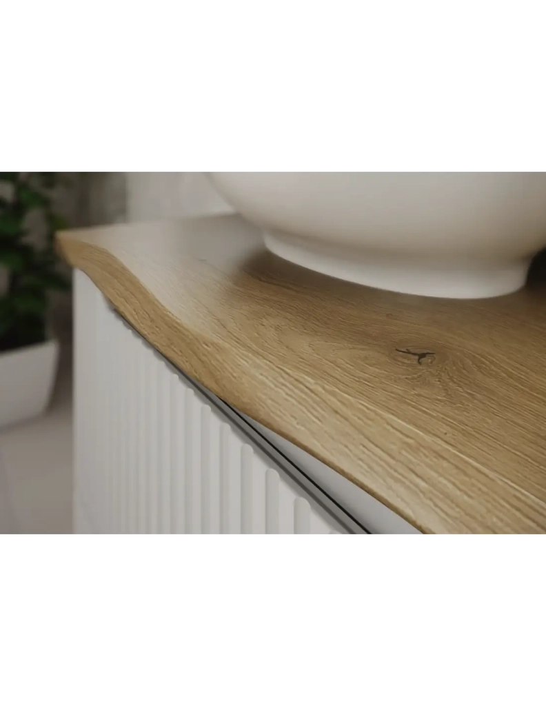 Piano per lavabo NATOURA 100,8 cm in MDF effetto rovere chiaro con bordo naturale – Ripiano per lavabo da appoggio