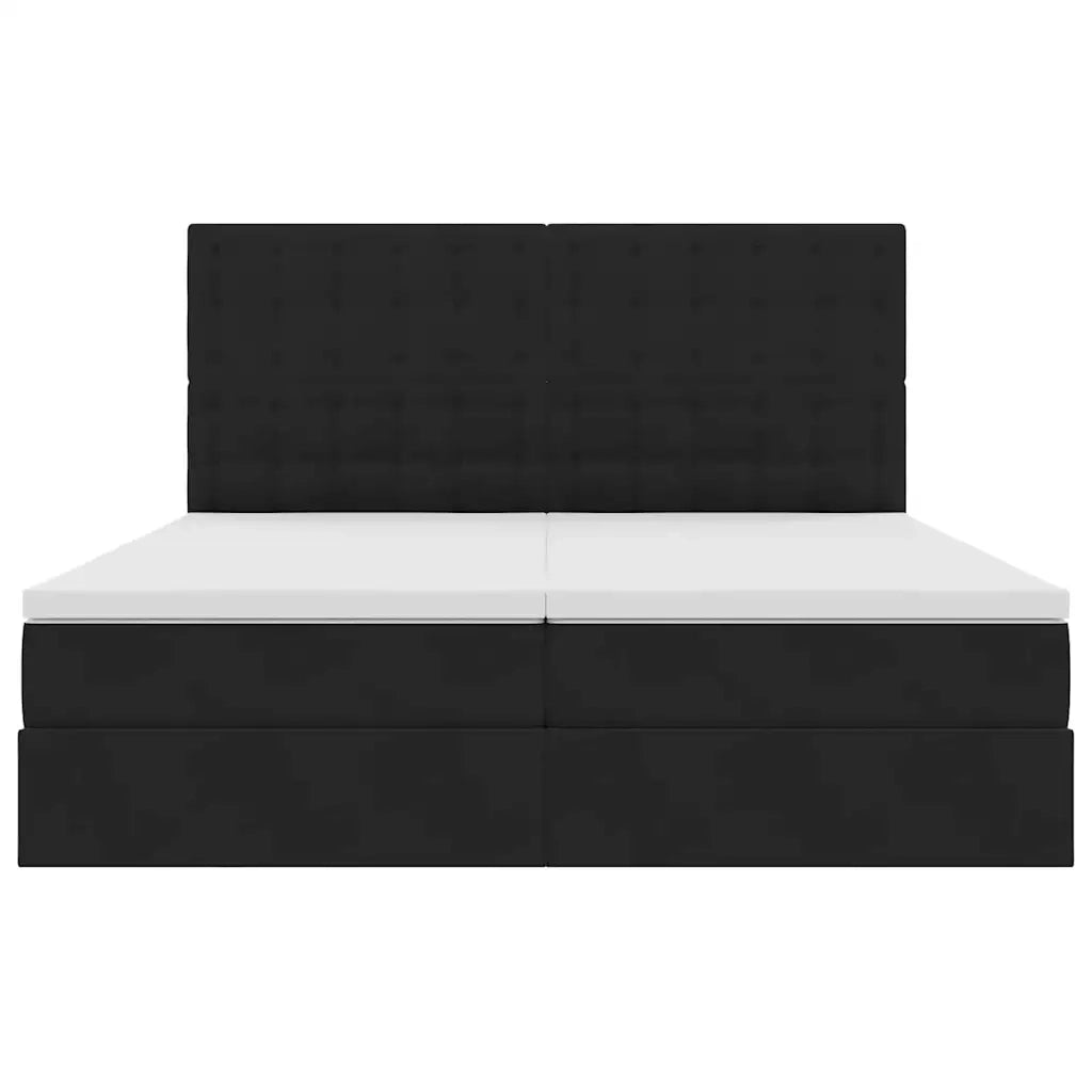 Letto con Contenitore con materasso Nero 180 x 200 cm Velluto