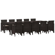 Set da Pranzo per Giardino 11 pcs Marrone e taupe Poly Rattan