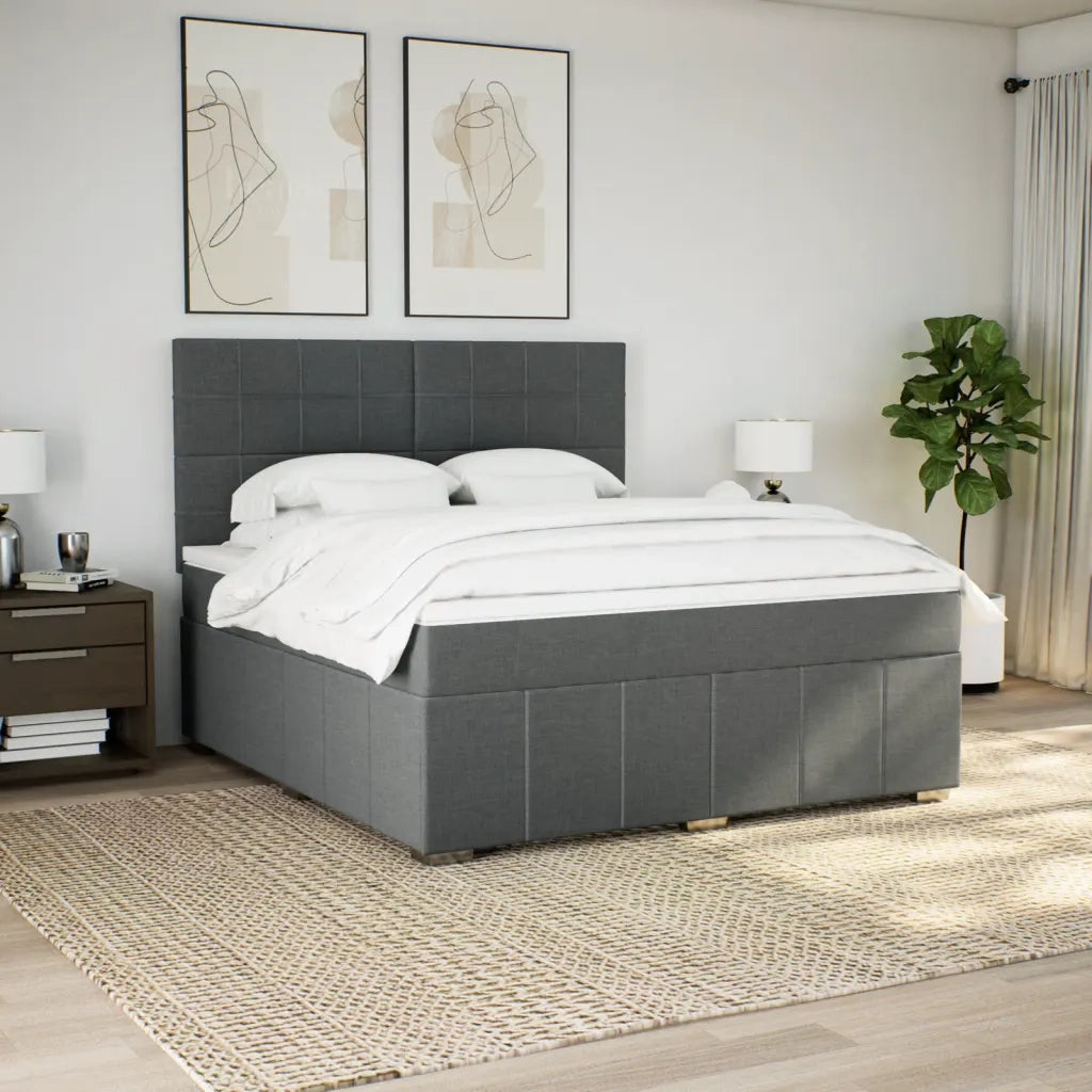 Giroletto a Molle con Materasso Grigio Scuro 180x200 cm Tessuto