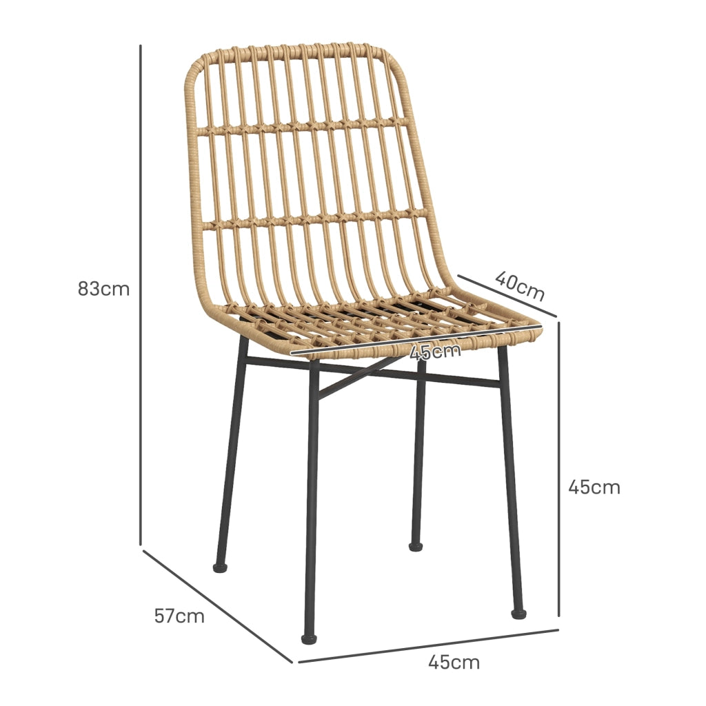 Set 2 Sedie da Pranzo ¨C Zephmum ¨C Rattan PE, Acciaio, Giallo, 45x57x83 cm