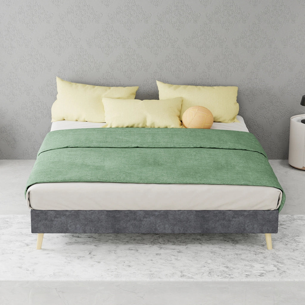LETTO 140x200 cm Grigio in Tessuto e Metallo