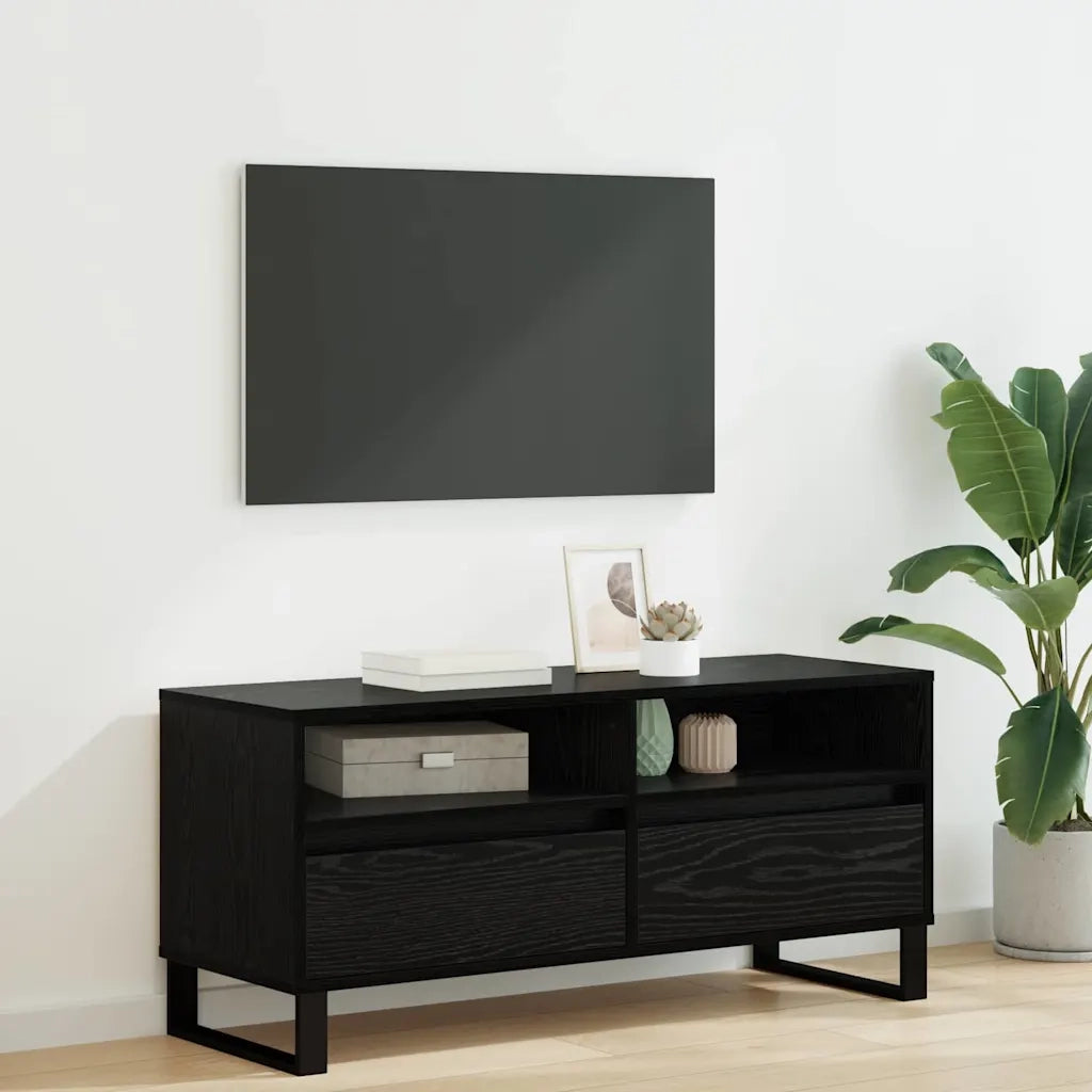 Mobile TV | Armadietto TV | Mobile Porta TV con cassetto Rovere Nero 100 x 34,5 x 44,5 cm