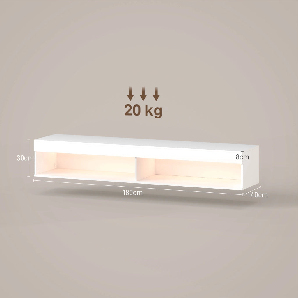 Mobile TV a parete con illuminazione LED ¨C zephmum ¨C bianco 180x40x30 cm