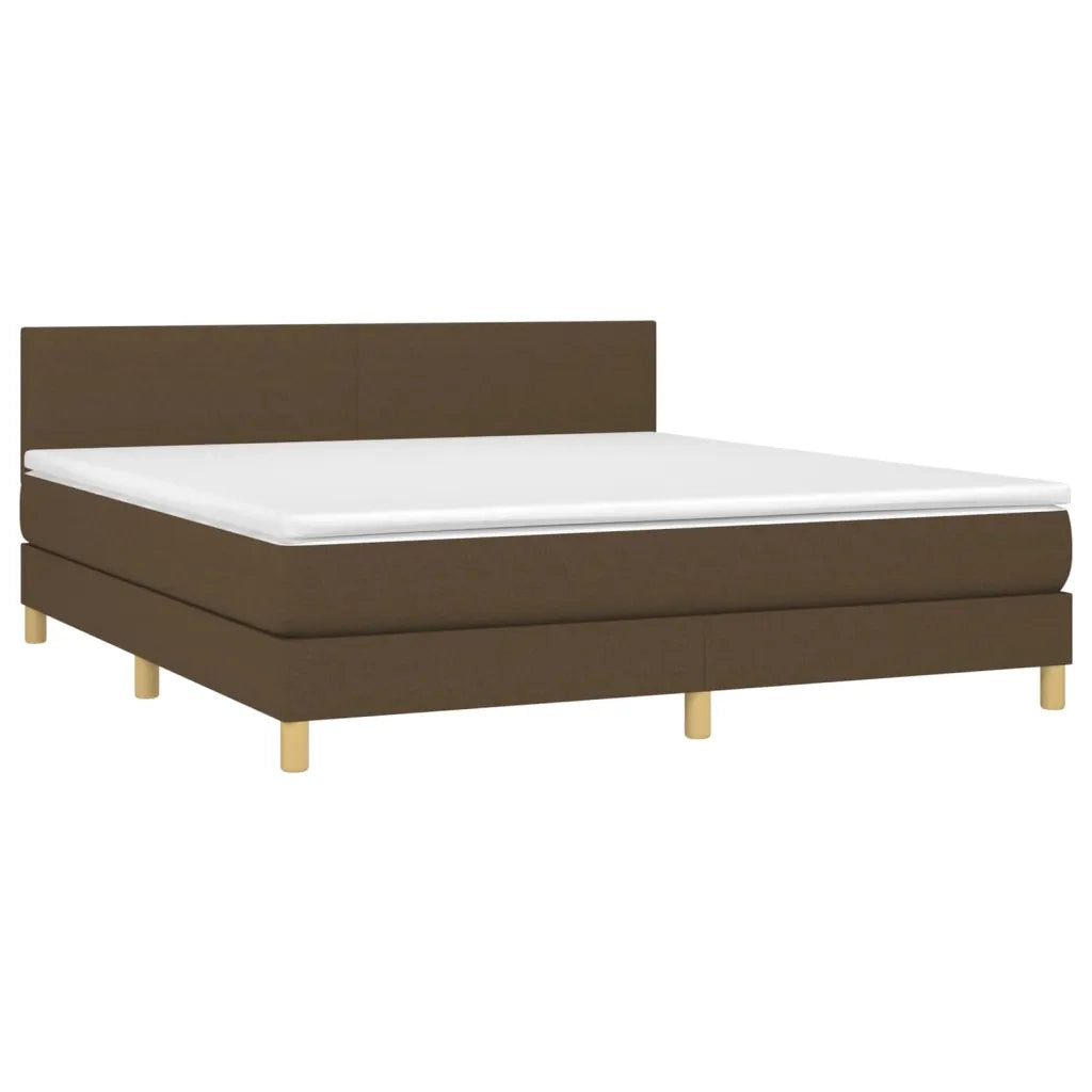 Letto a Molle Materasso e LED Marrone Scuro 160x200 cm Tessuto 3133568