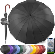Paraplu XXL Stormvast 54 Pollici - Apertura Automatica - Per 2 Persone - Formato Classico Golf - Design Classico - Manico in Legno - 16 Righelli Resistenti - 120 cm - Nero