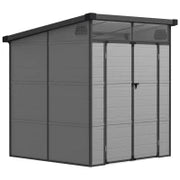Casetta da Giardino in Plastica Porta Attrezzi con Finestre, Prese d'Aria e Blocco, 1.9x1.9 m, Grigio Chiaro
