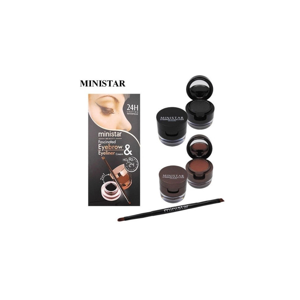 Trade Shop - Kit Occhi Sopracciglia Ministar Eyeliner Stencil Pennello Appilcatore Gel Forme -