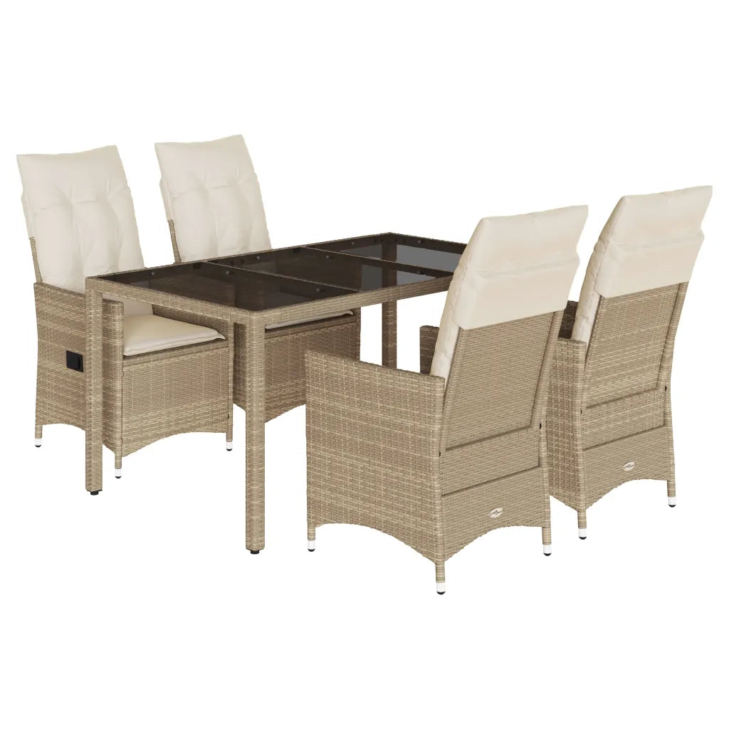 Set da Pranzo da Giardino 5 pz con Cuscini Beige in Polyrattan 3276802