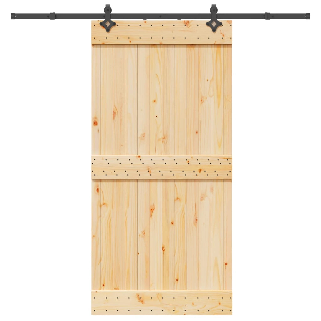 Porta scorrevole NARVIK Naturale e Nero 100 x 210 cm (213,5 cm) 3445286