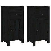 Credenze 2 pz | Madia | Buffet da pranzo | Armadio da pranzo Nere 40x35x80 cm in Legno Massello di Pino