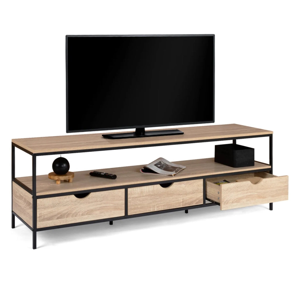 IDMarket - Porta TV DETROIT da 160 cm con 3 cassetti dal design industriale
