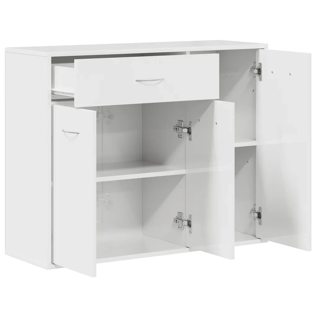 Credenza-Buffet-Armadio da cucina Bianco Lucido 88x30x70 cm in Legno Multistrato