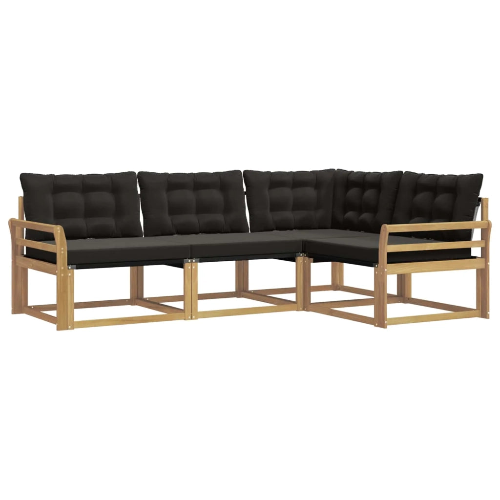 Set di divani da esterno con cuscino 4 pcs Bianco e Nero