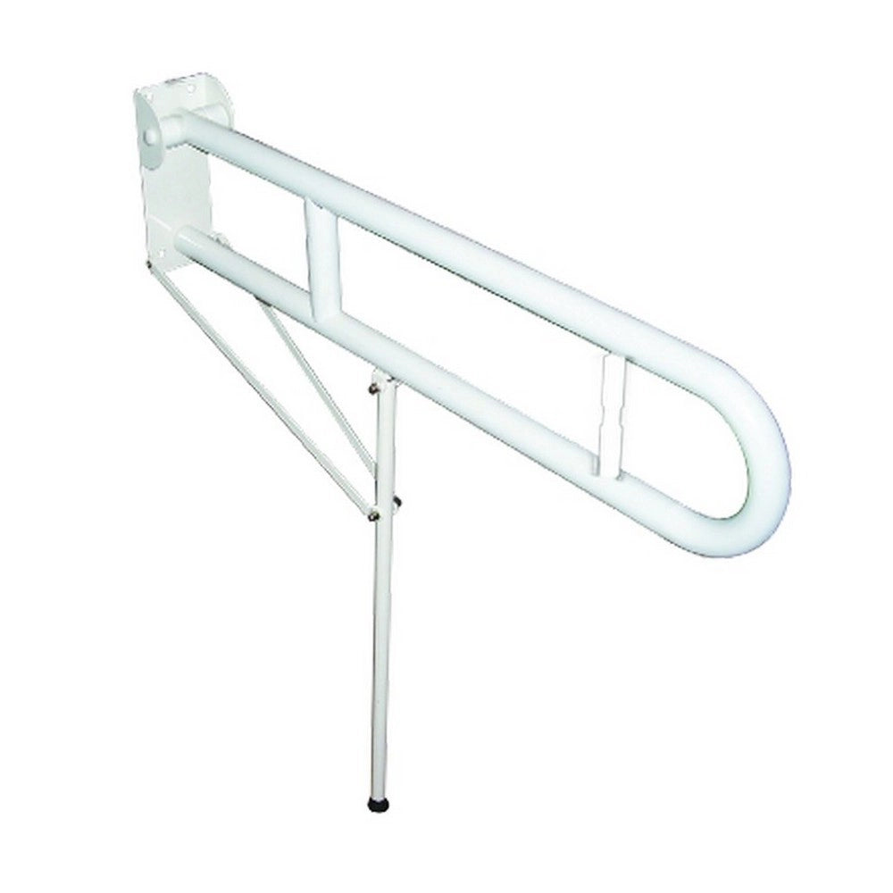 Maniglione barra cm 80 con porta rotolo bianco e rinforzo verticale a terra