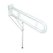 Maniglione barra cm 80 con porta rotolo bianco e rinforzo verticale a terra