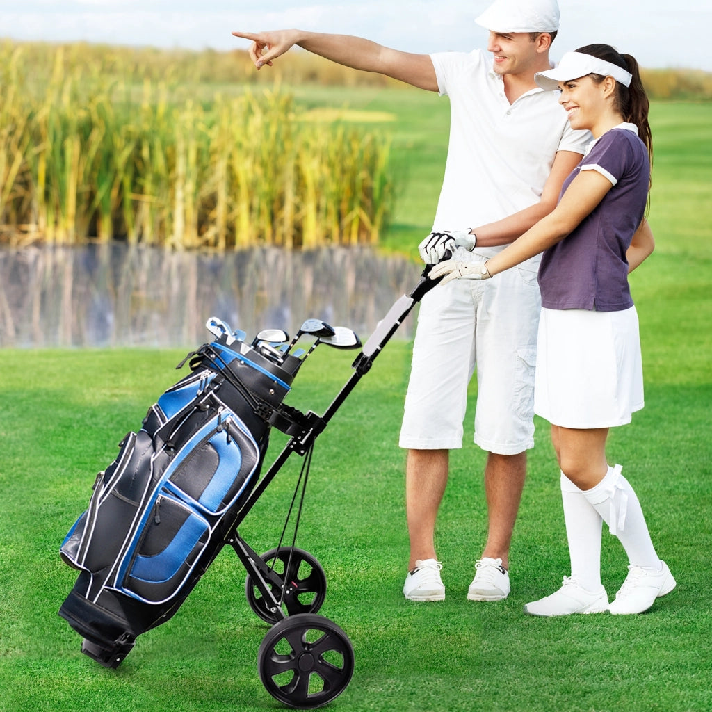Carrello da golf con 2 ruote e tabellone segnapunti, Carrello da golf multifunzionale e comodo Nero