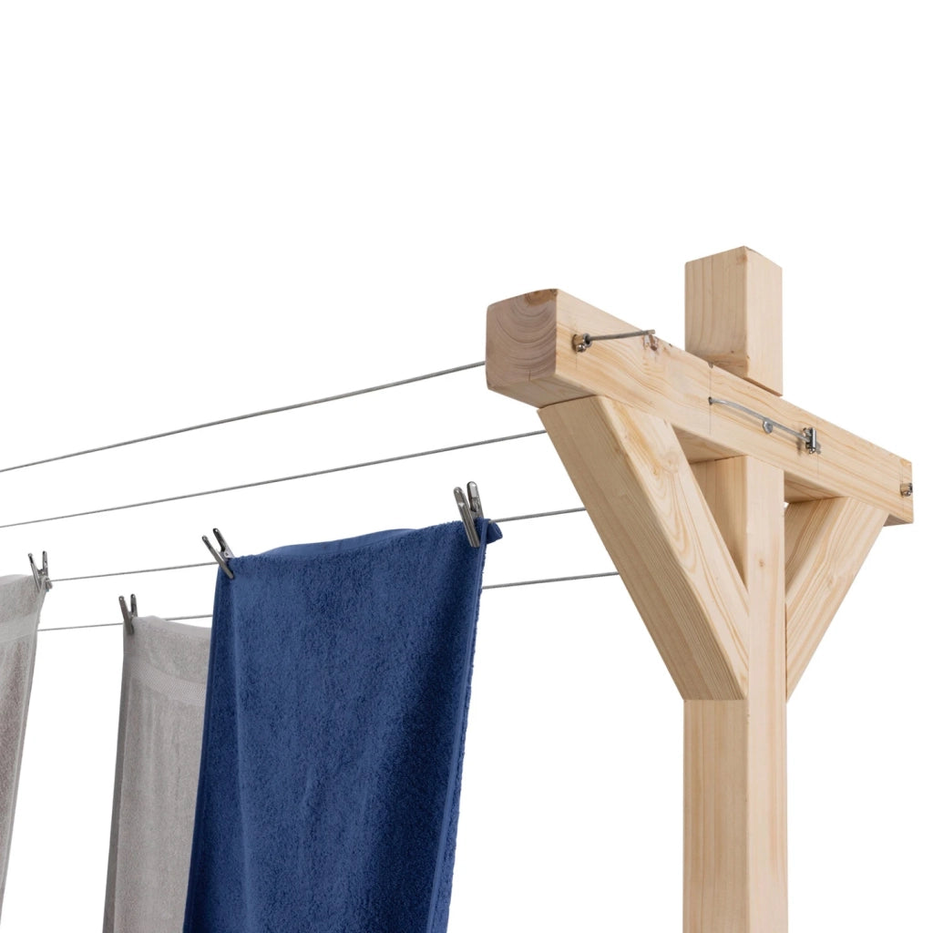 IDMarket - Stendibiancheria per esterno in legno 12 m MADERA