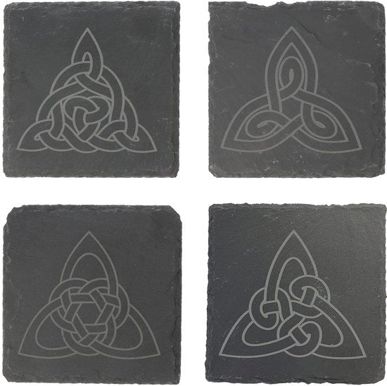 Set di 4 piedini per bicchieri con nodo Triquetra celtico | Piedini per bicchieri | Piedini per bicchieri | Motivi mistici | Lasergravatura di alta qualità | Regalo vichingo idea regalo | Set di regali piedini