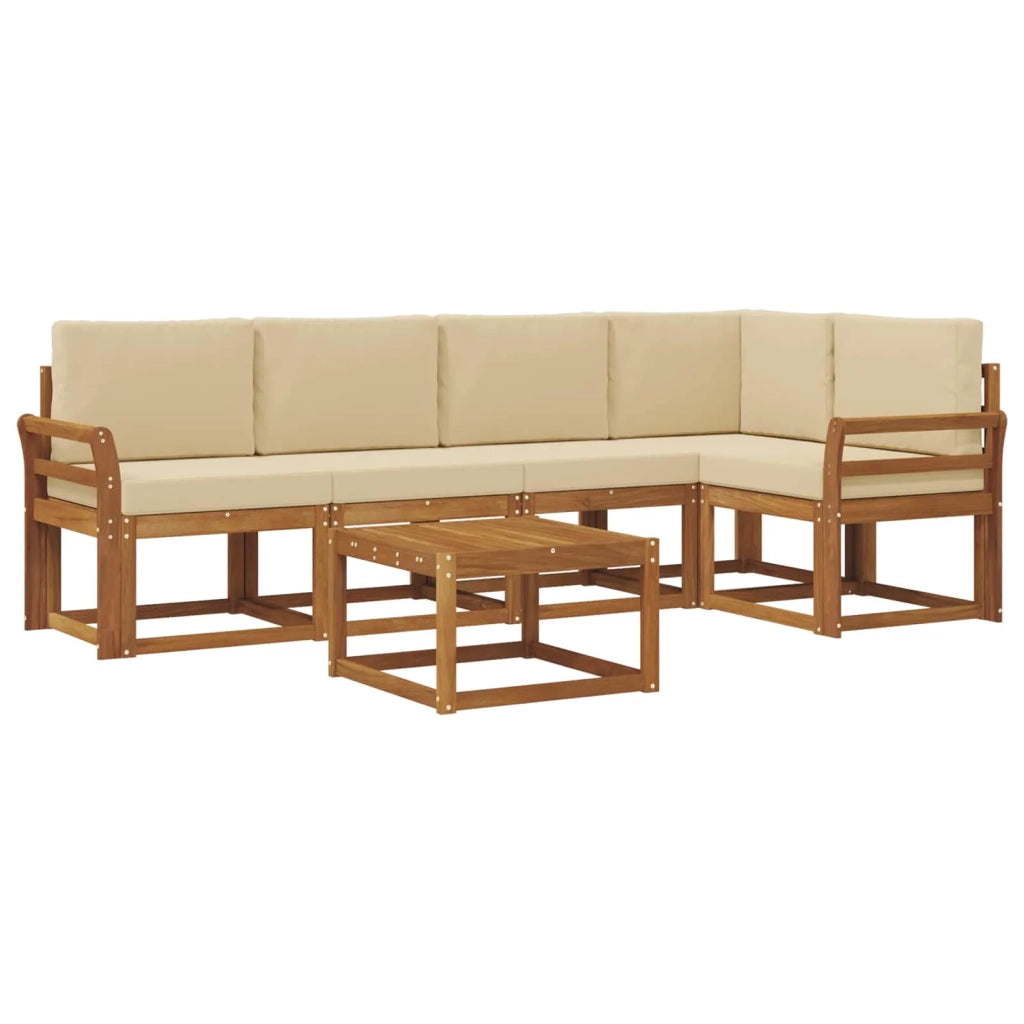 Set di divani da esterno con cuscino 6 pcs Naturale e Beige