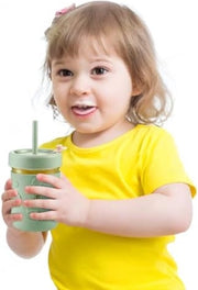 Set di bicchieri per bambini e bambini di 4 pezzi, bicchieri da 250 ml, con guanciali in silicone e canne, bicchieri anti-scivolo per smoothie per bambini