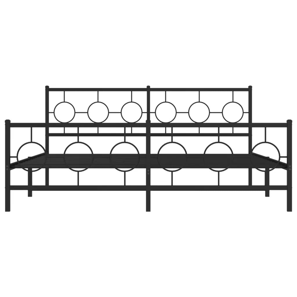 Giroletto con Testiera e Pediera-Struttura Letto Metallo Nero 183x213 cm 933398