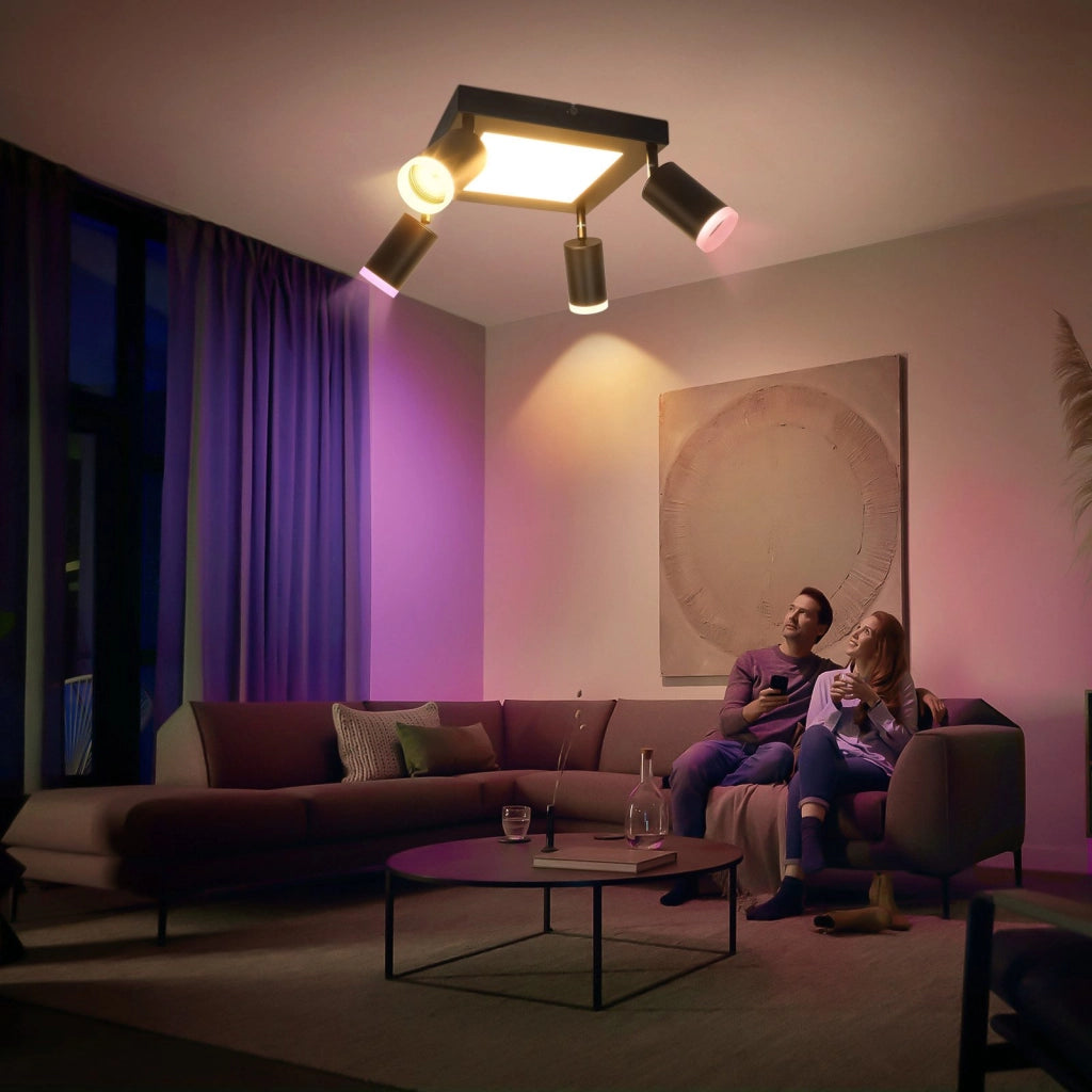 ZMH Faretto da soffitto 4 lampadine GU10 3000k 20W lampada da cucina nera lampada da corridoio girevole bianco caldo
