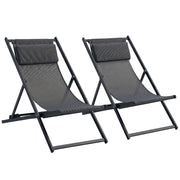 Set 2 Poltrone Pieghevoli ¨C zephmum ¨C Grigio Alluminio 60x100x85 cm