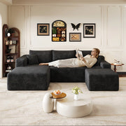 Divano angolare L nero ¨C Minimal ¨C velluto 241cm imbottito senza montaggio