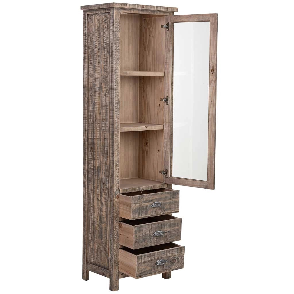 Vetrina in legno marrone con un'anta 58x40x200h cm